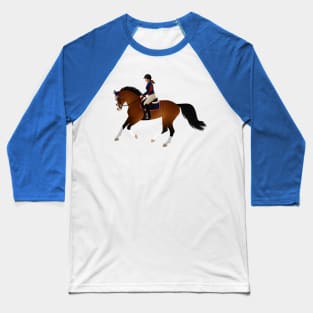 Bay English Horse and Rider - Equine Rampaige Baseball T-Shirt